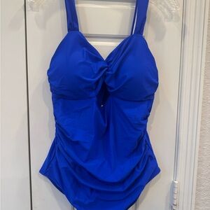 Woman’s Blue Classic Swimwear with Sweetheart Neckline
